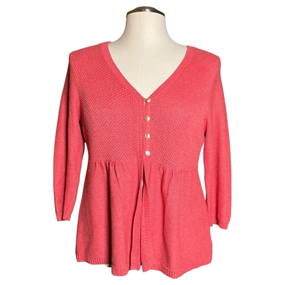 Eddie Bauer Pink Silk Cotton Blend Knit Fall Cardigan
